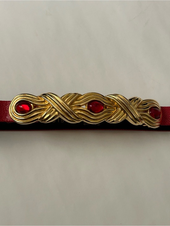 Carlisle Vintage Genuine Snake Red Belt with Gold-Tone Decorative Accent Small main image 4